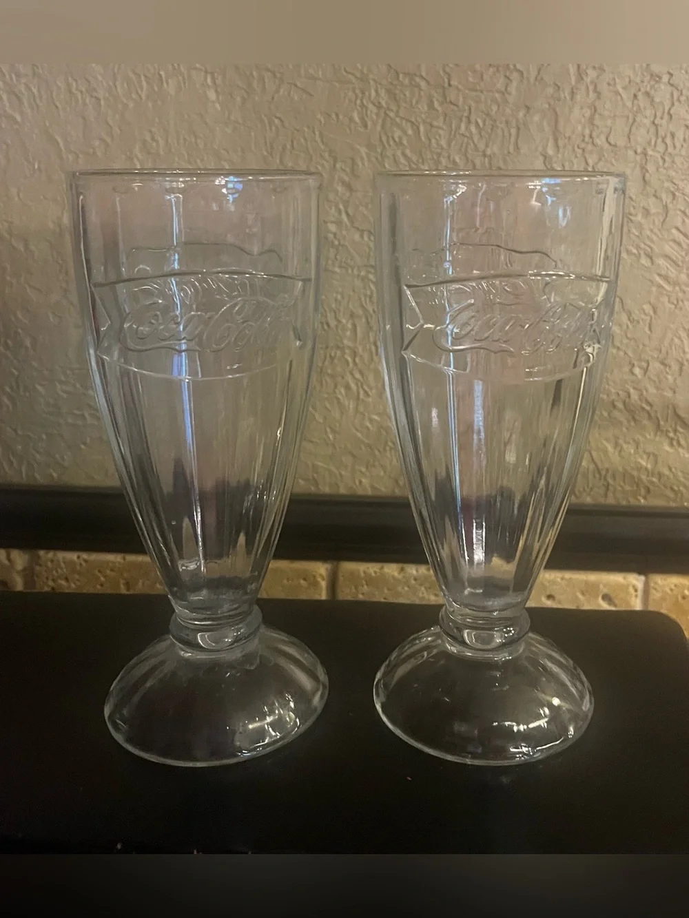 Set of (2) Vintage Coca Cola Soda Fountain Milkshake Glasses
